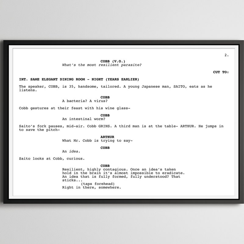 Screenplay Inception Inception Poster - Etsy