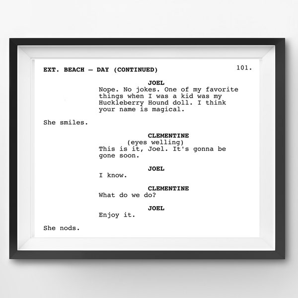 Eternal Sunshine of Spotless Mind Screenplay (8x10 Digital Download) - Print at Home - Minimalist - Movie - Film - Gift - Script