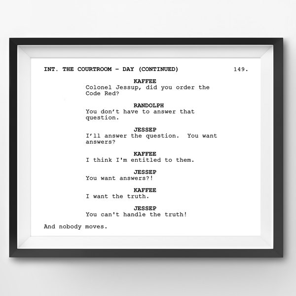 A Few Good Men Courtroom Scene (8"x10" Digital Download) - High Resolution - Print at Home - Screenplay - Movie - Film - Gift - Script