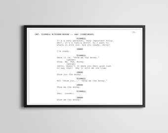 Plakat scenariusza filmu Jerry Maguire: Minimalistyczna sztuka filmowa, „Show Me The Money”