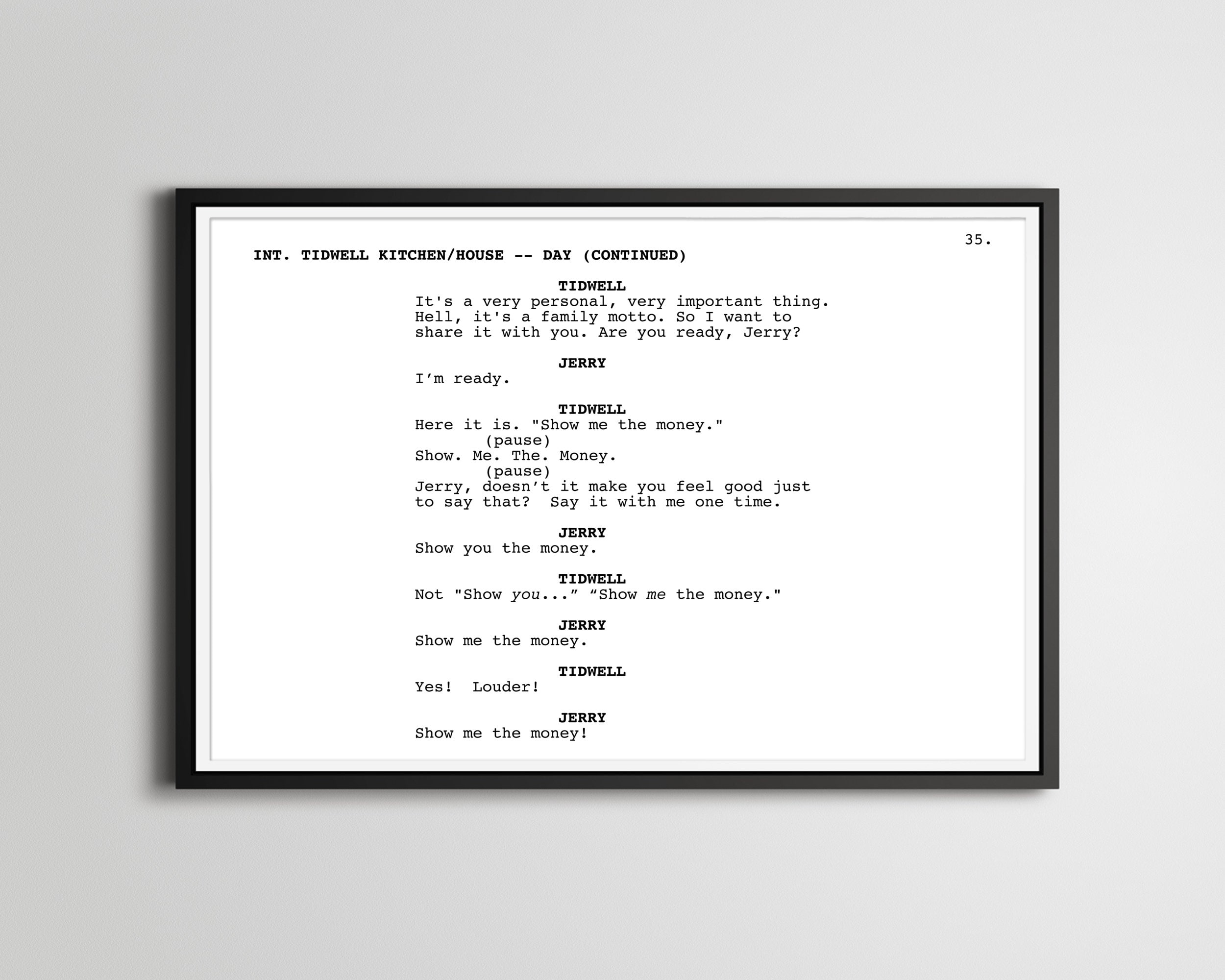 Jerry Maguire Script Poster: Minimalist Movie Art, 