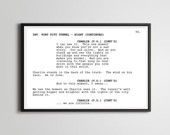 Perks of Being a Wallflower Script Poster: "We Are Infinite"