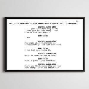 Lady Bird SCREENPLAY POSTER! (up to 24&quot; x 36&quot;) - Film - Script - Writing - Act - Movie - Ladybird - Saoirse Ronan - Catholic - Greta Gerwig