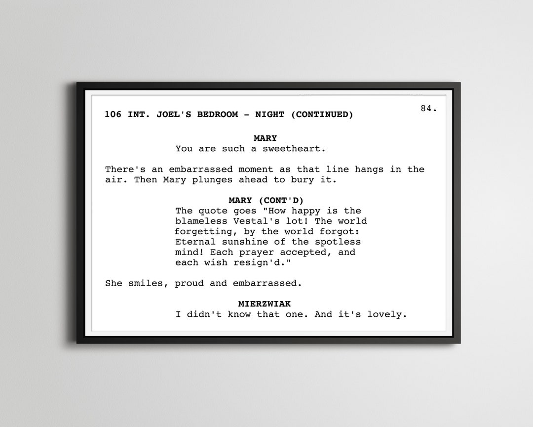 Eternal Sunshine Script Poster: Jim Carrey, Kate Winslet Film Art - Etsy