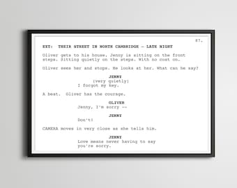 Love Story Movie Script Poster: Romantic Film Art