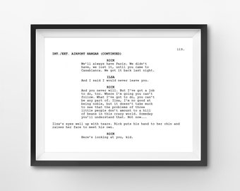 Casablanca Script Print: Minimalist Movie Poster (8x10 Digital Download)