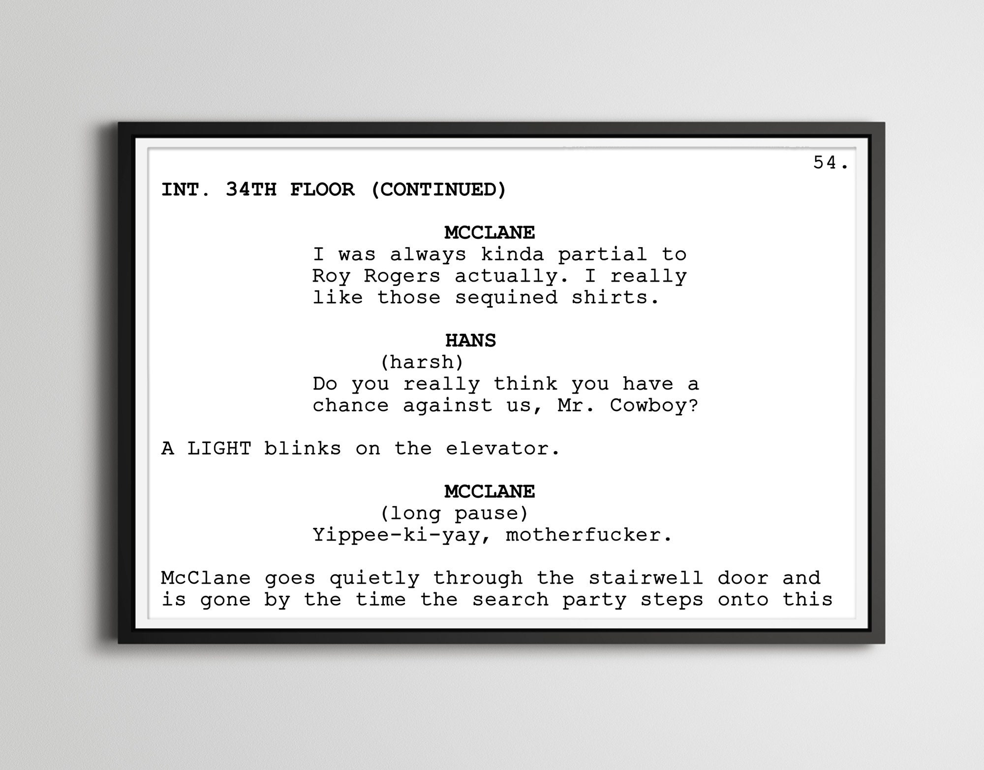 Die Hard Script Poster: John Mcclane, Yippee-ki-yay - Etsy