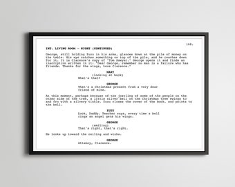 It's a Wonderful Life - Screenplay POSTER! (up to 24"x36") - Film - Movie - Script - Angel Gets Its Wings - George Bailey - Christmas - Art