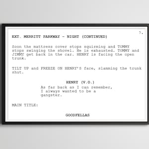 Goodfellas Screenplay Poster: Gangster Film Art Print