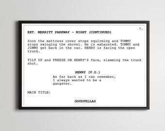 Goodfellas Screenplay Poster: Gangster Film Art Print
