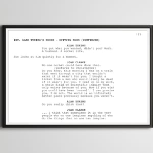 Imitation Game Script Poster: Alan Turing, Benedict Cumberbatch