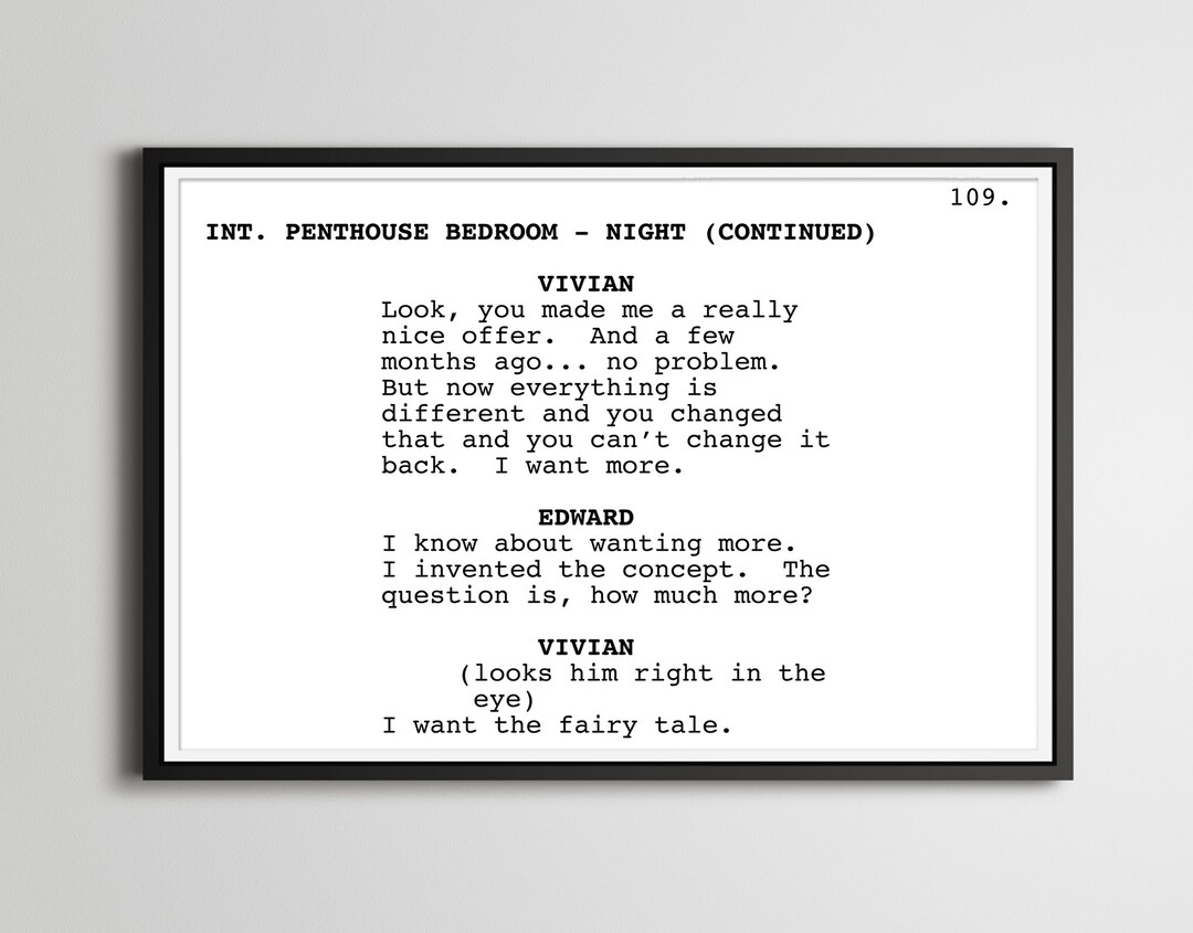 Screenwriting Posters Pretty Woman Screenplay Poster: Movie Script Art Print - Etsy