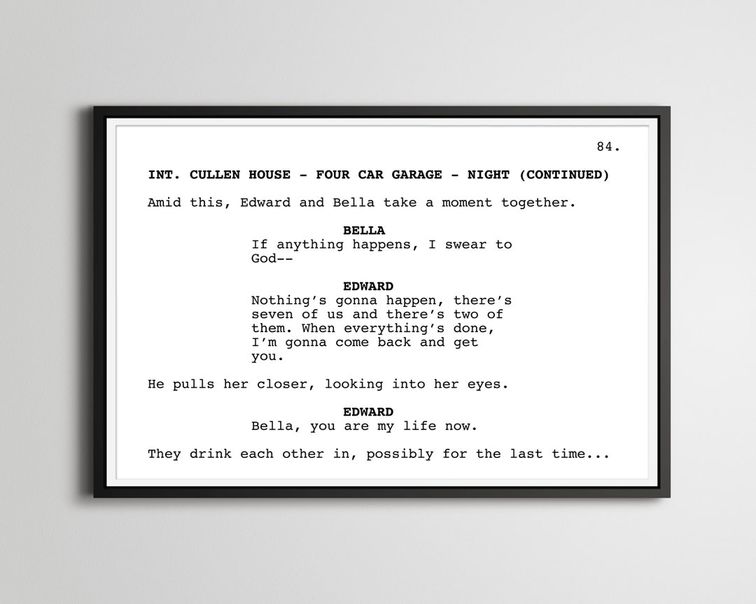 Twilight Movie Script Poster: Bella & Edward Scene - Etsy