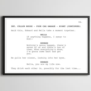 Twilight Movie Script Poster: Bella & Edward Scene