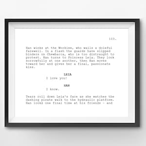 Star Wars Script Print: I Love You, I Know Scene (Digital Download)