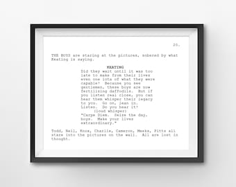 Dead Poets Society Screenplay Scene (Digital Download) - Print at Home - Robin Williams - Script - Art - Film - Carpe Diem - Motivational