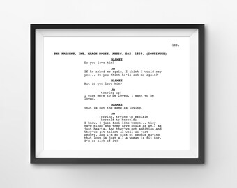 Little Women Screenplay Art Print: Greta Gerwig Film Scene (Digital Download)