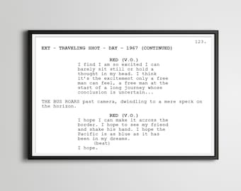 The Shawshank Redemption - Screenplay Movie Poster (up to 24" x 36") - Red - Bus - Hope - Freeman