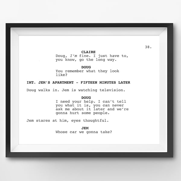 The Town Screenplay (8x10 Digital Download) - Print at Home - Ben Affleck - Fenway Park - Boston - Heist - Film - Script - Art