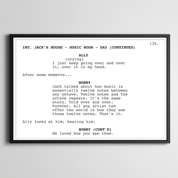 A Star Is Born Screenplay Movie Poster (up to 24" x 36") - Bradley Cooper - Lady Gaga - Country - Music - Film - Script - Art