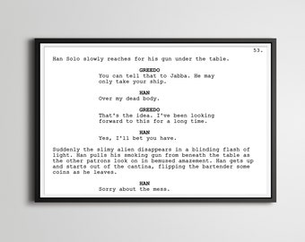 Star Wars Script Poster: Han Shot First Scene - Cantina Art