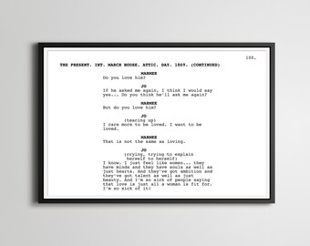 Little Women Script Poster: Greta Gerwig Film Art
