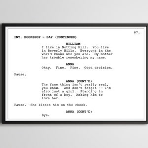 Notting Hill - Poster della sceneggiatura: Arte del film romantico