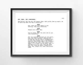 Field of Dreams Screenplay Art Print: Kevin Costner, Ray Liotta (8x10 Digital Download)