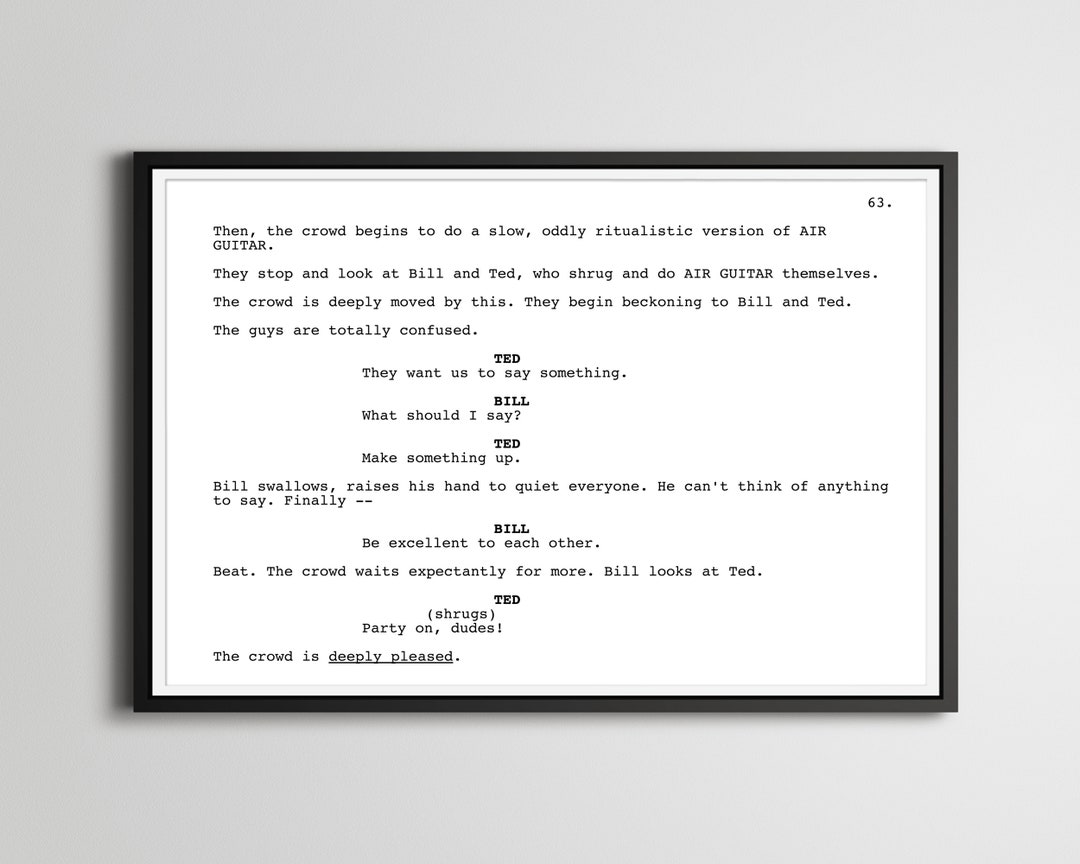 Screenwriting Posters Bill & Ted's Excellent Adventure Screenplay POSTER! (up to 24
