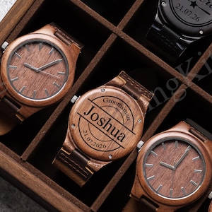 Personalized Wooden Watch, Groomsmen Wood Watch, Engraved Watch for Best Man, Wedding Favors, Gift for Him