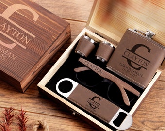 Groomsmen Gifts Set, Personalized Flask, Groomsmen Proposal Gift, Wedding Flask Set, Groomsmen Flask, Best Man Gift