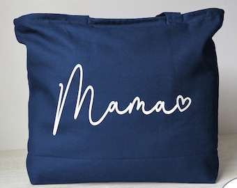 Mama Heart - Zippered Tote Bag - Mama Tote - Mama Gift - Mother's Day Gift