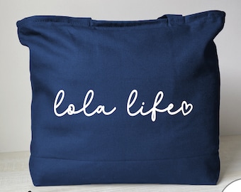Lola Life - Zippered Tote Bag - Lola Tote Bag - Lola Gift -  Gifts For Lola