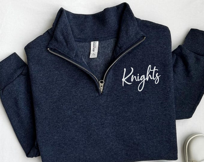 Mascot Quarter Zip Sweatshirt, Sports Team Name Sweatshirt, Personalized Mascot Sweatshirt, Custom School Name Sweatshirt, School Spirit