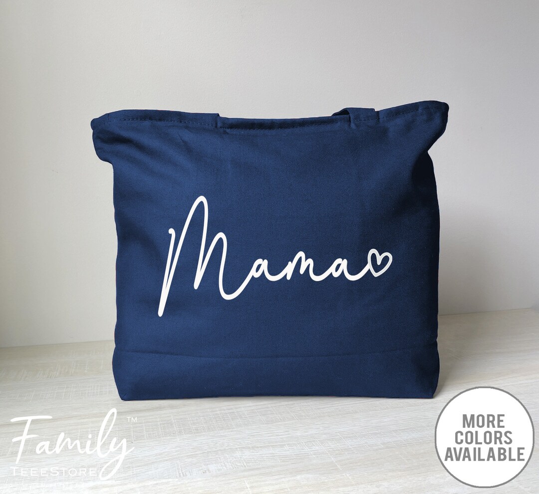 Mama Heart - Zippered Tote Bag - Mama Tote - Mama Gift - Mother's