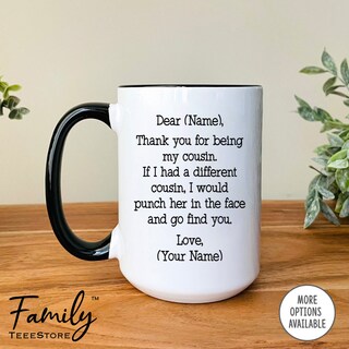 Fonhark Tazza Regalo Cugina Preferita - 325 Ml Con Frase Divertente 'I Love How We Don't Have To Say'