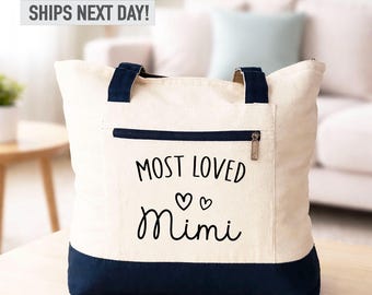 Cabas Mimi, Mimi la plus aimée, Sac à fermeture éclair pour Mimi, Cadeau pour la fête des Mères