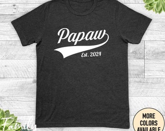 Papaw Est.2024 Unisex Shirt, Papaw Shirt , New Papaw Gift, Papaw To Be, Pregnancy Reveal Gift