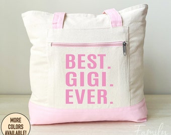 Best Gigi Ever, Gigi Gift, Two Tone Bag, Zippered Tote, Gigi Tote, Gigi To Be Gift, Personalized Grandma Bag, Mother's Day Gift