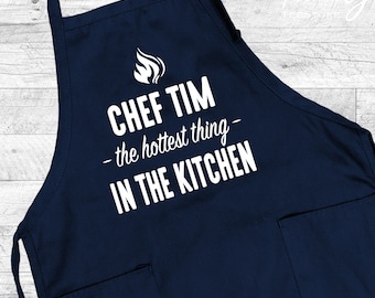 Custom Name The Hottest Thing In The Kitchen, Grill Apron, Personalized Men Apron
