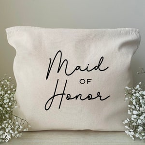Maid Of Honor - Zippered Tote Bag - Bridesmaid Gift - Maid Of Honor Tote Bag -  Wedding Gift