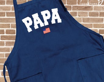 Tablier papa grill, tablier papy, tablier papa avec drapeau des Etats-Unis, tablier patriotique, fête du 4 juillet, cadeaux pour lui