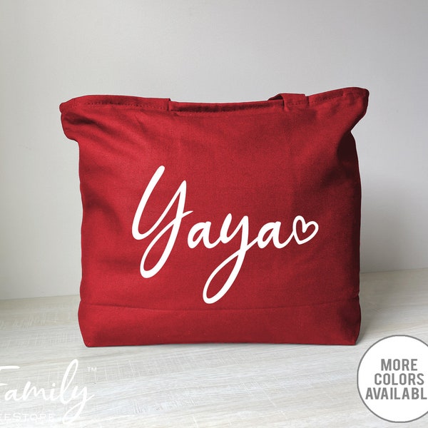 Yaya Heart - Zippered Tote Bag - Yaya Tote Bag - Yaya Gift -  Gifts For Yaya
