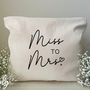 Miss To Mrs. - Zippered Tote Bag - Bride To Be Tote - Engagement Gift - Bride Tote Bag