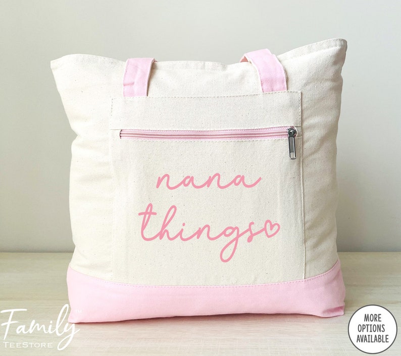 Nana Things Zippered Tote Bag CUSTOM Name Bag Two Tone Bag New Nana Gift image 3