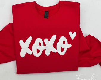 Valentines Day Sweatshirt, XOXO Sweatshirt, Embossed Print Sweatshirt, Valentine's Day Gift, Gift For Her