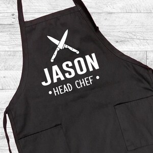 Personalized Head Chef Apron, Custom Name Apron, Personalized Apron, Grilling Gift, Father's Day Gift image 2