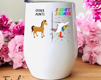 Other Aunts Custom Name Wine Tumbler - 12oz Wine Tumbler - Funny Aunt Gift - Personalized Aunt Wine Cup