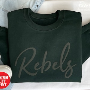 Embossed Team Name Sweatshirt, Custom School Mascot Sweatshirt, Embossed School Mascot Sweatshirt, Custom Mascot Sweatshirt,