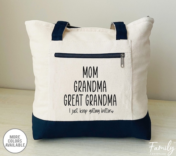 Mom Grandma Great Grandma - Zippered Tote Bag - Great Grandma Bag